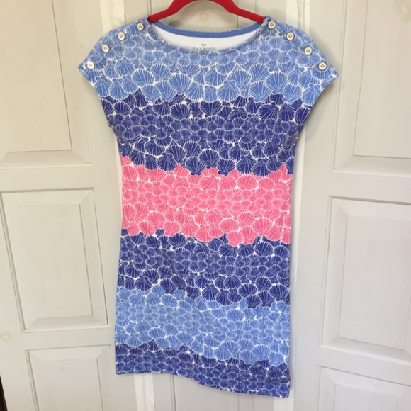 Talbots Blue and Pink Seashell Print Cotton Mini Dress - Picture 9 of 16